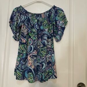 Lilly Pulitzer Blue and Green Paisley Blouse